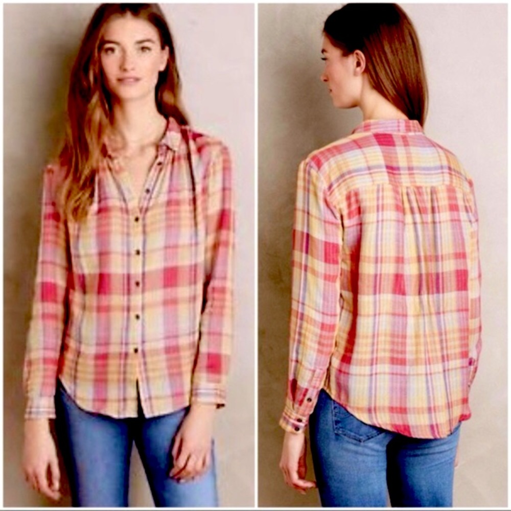 NWOT Anthropologie plaid cotton shirt